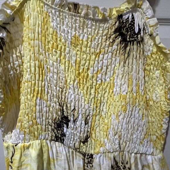 H&M Sunflower Jumpsuit Sz L Playsuit Romper Trouser Wide Leg Yellow Floral - Picture 2 of 11